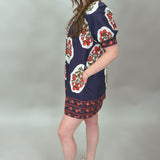 Bluebird Medallion Print Puff Sleeve Mini Dress, Navy