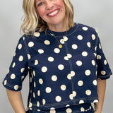 Born Again Polka Dot Short Sleeve Top, Navy