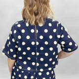 Born Again Polka Dot Short Sleeve Top, Navy