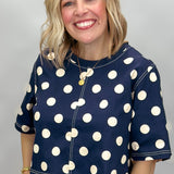 Born Again Polka Dot Short Sleeve Top, Navy