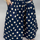 Born Again Polka Dot Pleated Maxi Skirt, Navy