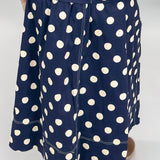 Born Again Polka Dot Pleated Maxi Skirt, Navy