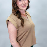 Buttercup V-Neck Sleeveless Top, Camel