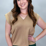 Buttercup V-Neck Sleeveless Top, Camel