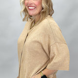 By And By Short Sleeve Button Up Cardigan, Brown
