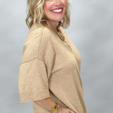By And By Short Sleeve Button Up Cardigan, Brown