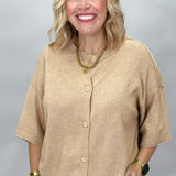 By And By Short Sleeve Button Up Cardigan, Brown