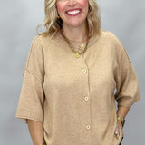 By And By Short Sleeve Button Up Cardigan, Brown
