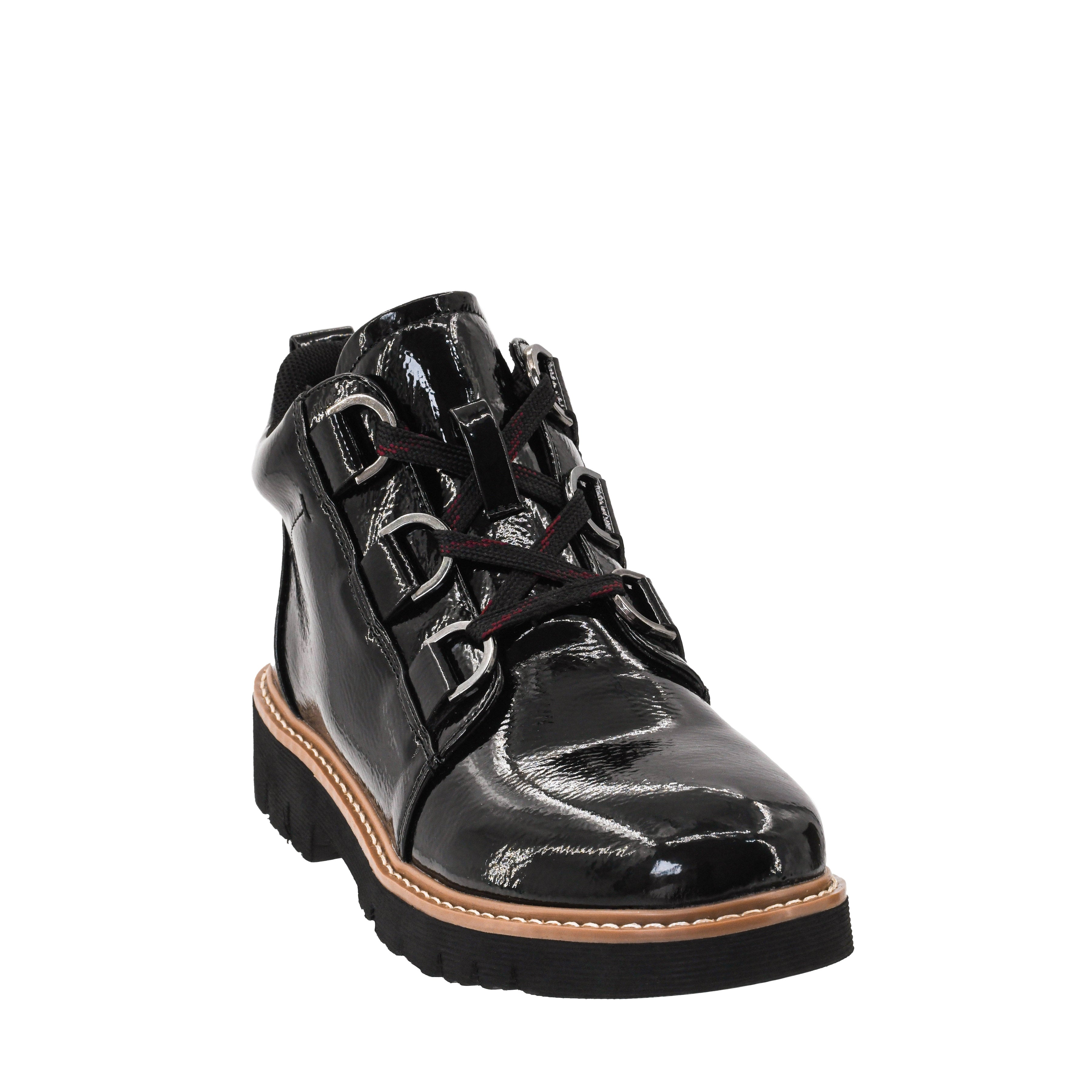 Corkys, Campfire Ankle Boot, Black Patent Leather