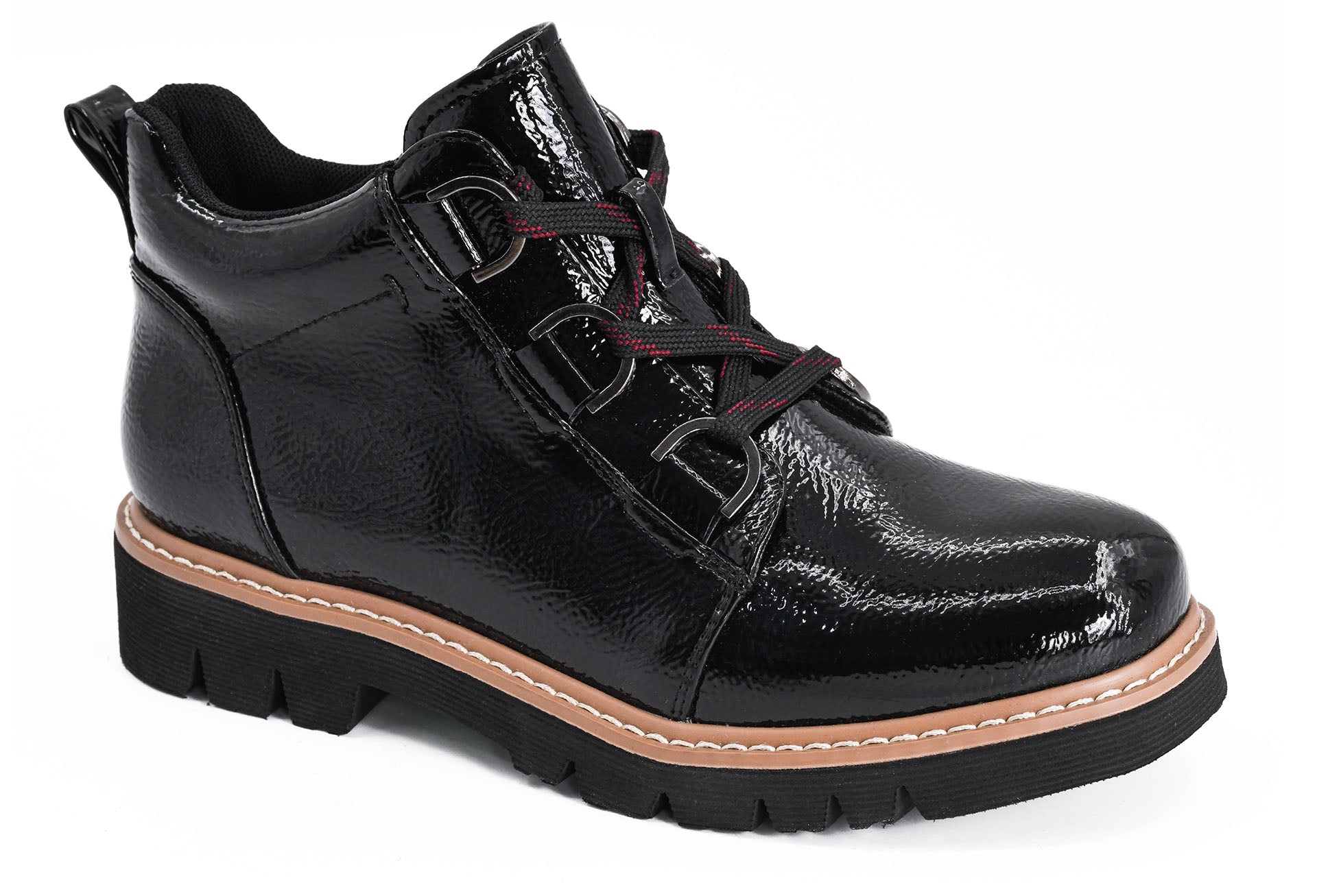 Corkys, Campfire Ankle Boot, Black Patent Leather