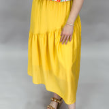 Can't Break Up Now Long Skirt Satin Crepe, Yellow