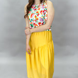 Can't Break Up Now Long Skirt Satin Crepe, Yellow