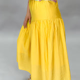 Can't Break Up Now Long Skirt Satin Crepe, Yellow