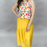 Can't Break Up Now Long Skirt Satin Crepe, Yellow