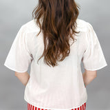 Cherries Button Up Top, White