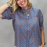 Coat Of Many Colors Smock Sleeve Button-up Top
