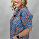 Coat Of Many Colors Smock Sleeve Button-up Top