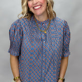 Coat Of Many Colors Smock Sleeve Button-up Top
