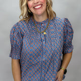 Coat Of Many Colors Smock Sleeve Button-up Top
