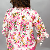 Cowgirls Don't Cry Floral Print Half Sleeve Top, Pink
