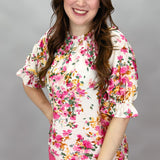 Cowgirls Don't Cry Floral Print Half Sleeve Top, Pink