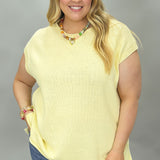 Crowded Table Capped Sleeve Knit Lightweight Sweater, Butter