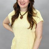 Crowded Table Capped Sleeve Knit Lightweight Sweater, Butter