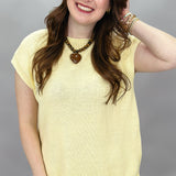 Crowded Table Capped Sleeve Knit Lightweight Sweater, Butter