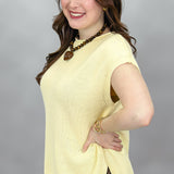 Crowded Table Capped Sleeve Knit Lightweight Sweater, Butter