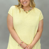 Crowded Table Capped Sleeve Knit Lightweight Sweater, Butter