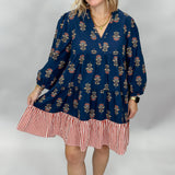 Crying Over You Block Print Tunic Dress, Navy (Mommy & Me Available)