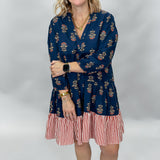 Crying Over You Block Print Tunic Dress, Navy (Mommy & Me Available)