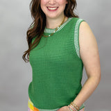 Dancing In The Moonlight Ribbed Sleeveless Sweater, Green