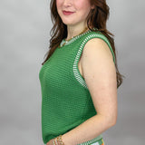 Dancing In The Moonlight Ribbed Sleeveless Sweater, Green