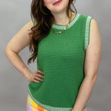Dancing In The Moonlight Ribbed Sleeveless Sweater, Green