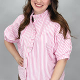 Day Tripper Dolman Sleeve Seersucker Stripe Top, Pink