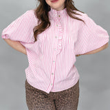Day Tripper Dolman Sleeve Seersucker Stripe Top, Pink