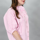Day Tripper Dolman Sleeve Seersucker Stripe Top, Pink