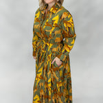 IVY JANE Derby Day Collared Button Down Horse Print Midi Dress, Green, alternate product view