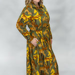 IVY JANE Derby Day Collared Button Down Horse Print Midi Dress, Green, alternate product view