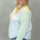 Dirty Looks Colorblock Pinstripe Button Up Top