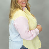 Dirty Looks Colorblock Pinstripe Button Up Top