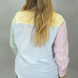 Dirty Looks Colorblock Pinstripe Button Up Top