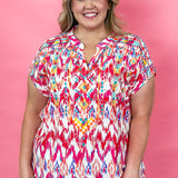Dog Days Are Over Geometric Embroidered Top, Pink Combo
