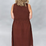 THML Doll House Sleeveless Smocked Midi Dress, Brown, alternate product view