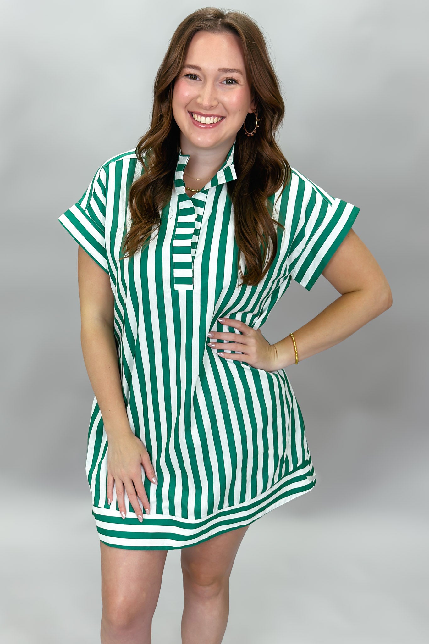 Electric Touch Stripe Midi Dress, Green M