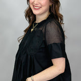 Excuse The Mess Sheer Medallion Top, Black