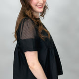 Excuse The Mess Sheer Medallion Top, Black