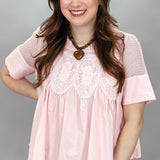 Excuse The Mess Sheer Medallion Top, Pink