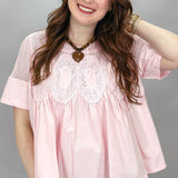 Excuse The Mess Sheer Medallion Top, Pink